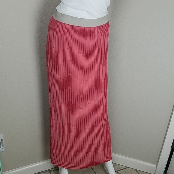 For Cynthia Orange Coral Long Maxi Pleated Skirt SALE - Picture 5 of 8